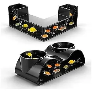 Garnelen Versteck Aquarium Höhle Deko, Welshöhle Aquarium Tunnel Unterirdisch Transparent, 2 Größen - 17.6 + 12.5, Sichtbar Design Für Ecken, für Welse, Krebse und Garnelen