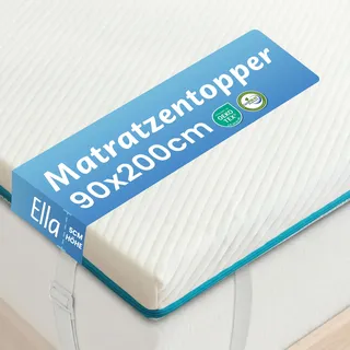 Ella Wendbarer Matratzen Topper 90x200 cm, H2/H3, 5cm Höhe, Gelschaum & hypoallergener Moon Foam, Oeko-TEX, Matratzentopper für Schlafsofa, Boxspringbett und Gästebett, mit rutschfestem Design