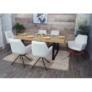 6er-Set Esszimmerstuhl HWC-G67, Küchenstuhl Armlehne, drehbar Auto-Position, Samt MVG creme-beige, Beine schwarz - Beige