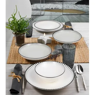 Elegant 24-Piece Dinner Set, 100% Porcelain | Includes Service Plates, Bowls, Dessert Plates | Dishwasher & Microwave Safe | Perfect for Any Occasion