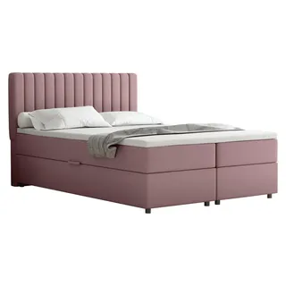 Boxspringbett 140x200 EVEREST, mit Topper, mit Bettkästen,  Doppelbett, Rosa, Panda Möbel - Rosa