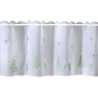 HOME WOHNIDEEN | Cafehaus aus transparentem Voile, zusätzlich weihnachtlich Bestickt | 45 x 120 cm