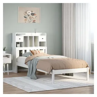 vidaXL Massivholzbett mit Regal ohne Matratze Weiß 90x200 cm Kiefer - Weiß