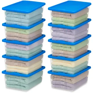 Homz Schuhbox aus Kunststoff, mit Deckel, transparent, stapelbar, 10 Stück, 6 Vierteln, 6 Stück