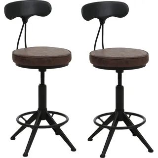 2er-Set Barhocker HWC-O84, Barstuhl Drehhocker Industrial höhenverstellbar, Kunstleder Metall braun-schwarz - Braun