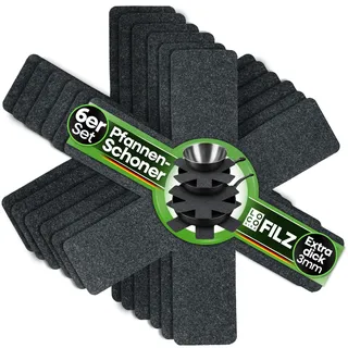 Loco Bird Pfannenschoner Filz 6er Set - 38 cm Pfannenschutz Stapelschutz - Topfschoner anpassbare Größe - Pfannentrenner in grau, Filztopf, Topfschutz, Topfuntersetzer Filz, Topftrenner, Pan Protector