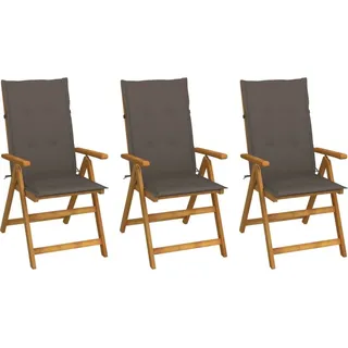 Klappbare Gartenstühle 3 Stk. mit Auflagen Massivholz Akazie - Taupe, Bunt