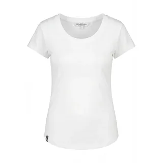 Rundhalsshirt ALIFE & KICKIN, Damen, Gr. L, weiß (we are alife elegance, weiß), 100% Baumwolle (Bio), Rundhals, Shirts Rundhalsshirt, leichtes Print Sommer-Top aus Bio-Baumwolle mit weitem U-Ausschnitt