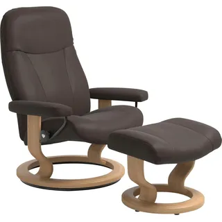 Stressless Stressless® Relaxsessel »Garda«, (Set, Relaxsessel mit Hocker), mit Hocker, mit Classic Base, Größe M, Gestell Eichefarben