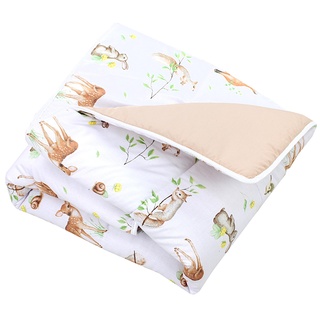 TupTam Baby Spielmatte Kinder Große Spieldecke Gepolstert XXL Krabbeldecke 120 x 120 cm Babyzimmer Schlafteppich, Farbe: Wald Tiere Braun Beige Fuchs Reh Igel Eichhörnchen