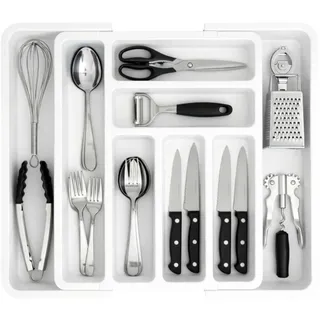 edihome Besteckkasten für Schublade 6 bis 8 Fächer 1-tlg. weiß