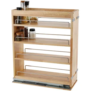 DINDON Ausziehbarer Schrank-Organizer, ausziehbares Gewürzregal für schmale Schränke, (12,7 cm B x 55,6 cm T x 64 cm H), vielseitig verwendbar, Massivholz, Küchenschrank, ausziehbare Regale,