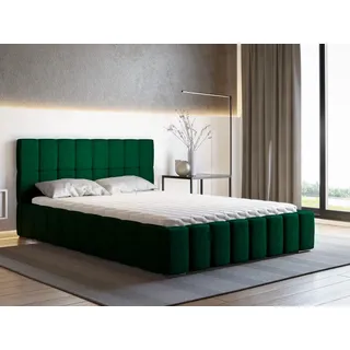 Polsterbett ALMA inkl. Taschenfederkernmatratze Salsa, 200 x 200 cm, Doppelbett mit Bettkasten und Lattenrost aus Holz, Velourstoff: Grau - Grau