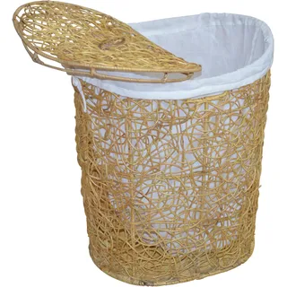 my home Wäschekorb, Rattan-Geflecht, mit Stoffeinsatz und Deckel, Höhe 62 cm, beige