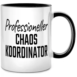 Seness Professioneller Chaos Koordinator, lustige Tasse, bester Chef Geschenke, Chefin Geschenk, Boss, Abschiedsgeschenk Kollegen, Büro Gadgets, Papa Vater (Schwarz)