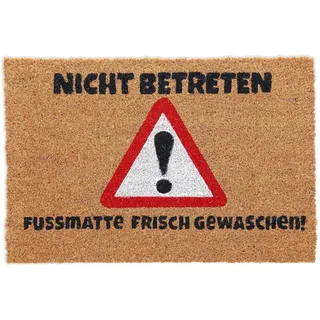 Relaxdays Fußmatte Kokos, Türvorleger mit Spruch, 60 x 40 cm, rutschfest, Fußabstreifer für innen & außen, Natur/schwarz