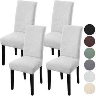 Fuloon Stuhlhussen 4er Set,Universal Stretch Stuhlbezug Moderne Stuhlüberzug Elastische Abnehmbar Waschbar Bezüge für Esszimmerstühle Schwingstuhl Hotel, Restaurant Dekor