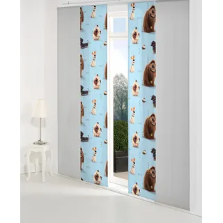 Schiebegardine WIRTH "Pets" Gr. 2, blau, B:60cm H:175cm, Satin, Polyester, Gardinen, Schiebegardine, Universal Pictures
