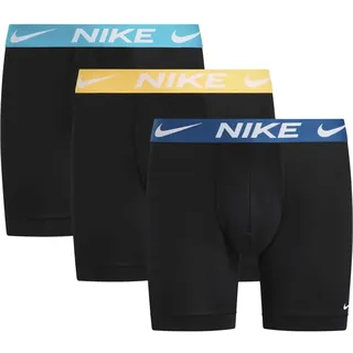 Nike Boxershorts Brief 3Pk Underwear aus Dri-Fit Essential Micro, 3er Set Herren-Boxershorts - 0000KE1157, Black-Laser Orange/Dusty Ccts/Crt Blue, S