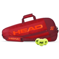 HEAD Core 3R Combi Tennisschlägertasche – 6 Schläger Tennisausrüstung Duffle Bag, rot/dunkelrot, groß
