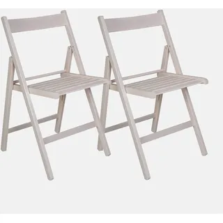 Dmora - Set mit 2 modernen Klappstühlen aus Holz, für Balkon oder Garten, cm 42x48h79, Sitzhöhe cm 47, Farbe weiß