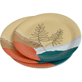 Homéa, Set mit 10 Papptellern, Durchmesser 23 cm, abstrakte Blume