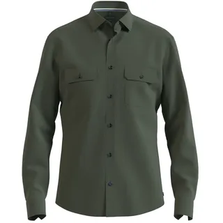 Langarmhemd OLYMP, Herren, Gr. XL, N-Gr, grün, Cord, Obermaterial: 100% Baumwolle, regular fit, Manschette, Hemden Langarmhemd, Feincord, Businesshemd, Kentkragen, regular fit