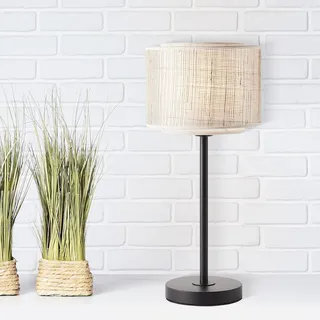 Brilliant Tischlampe im Nature Stil - dekorative Tischleuchte mit Schnurzwischenschalter - geeignet für E27 Leuchtmittel aus Metall/Textil/Papier,in schwarz/beige - Ø 22cm & 48cm Höhe, 93133Z09