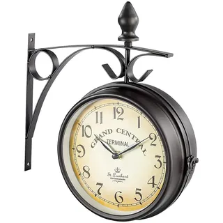 St. Leonhard Bahnhofuhr: Doppelseitige Bahnhofsuhr im Retro-Design (Doppelseitige Uhr, Wanduhr, doppelseitig)