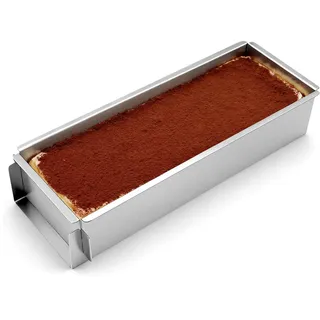 TETEWEVER Backform Rechteckig Tiramisu Form Edelstahl Brotbackform Verstellbare Mousse Kuchenform Abnehmbares Seitenteil Backrahmen Rechteckig Verstellbar, für Tiramisu Kuchen Brownies Käsekuchen