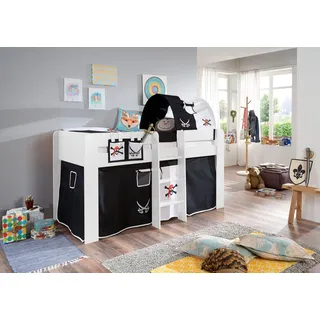 RELITA Hochbett Andi 90 x 200 cm Buche massiv schwarz pirat