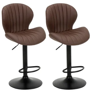 COLAMY Barhocker 2er Set, 360° Drehbarer Höhenverstellbarer Barstühle, Moderne Kücheninsel Barstools mit Rückenlehne, PU-Kunstleder Barstühle – Geeignet für Küche, Bar, Esszimmer, Büro, Braun
