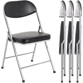 HAKU Klappstuhl 4er-Set alu, schwarz, Rücken gepolstert, Sitz gepolstert, Stahl - Maße: B 47 x H 79 x T 53 cm, Style: Modern