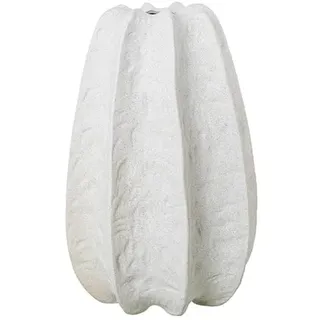 DRW Bodenvase aus Keramik mit Streifen in Weiß, 42,5 x 28 x 28 cm