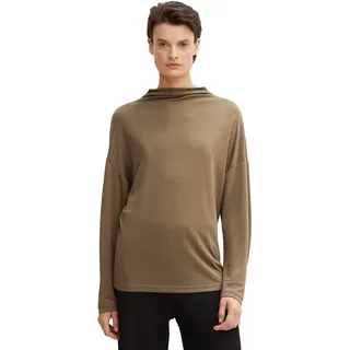 TOM TAILOR Damen Basic Sweatshirt mit Kragen 1035810, 18123 - Tarmac Khaki, XS