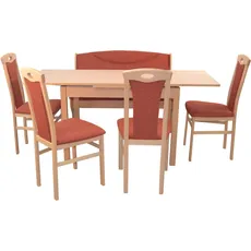 Bild von Essgruppe »6tlg. Tischgruppe«, (Spar-Set, 6 tlg., 6tlg. Tischgruppe), Stühle montiert, orange
