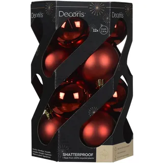 Decoris Baubles shatterproof Shiny, matt, Rot