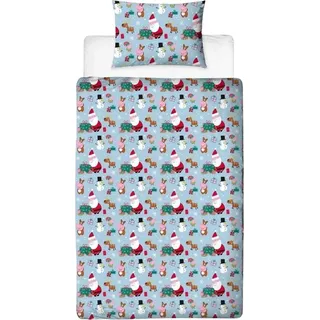 Peppa Pig - Weihnachtsmann Bettwäsche, wendbar TC635 (Einzelbett) (Blau/Rot) - Blau