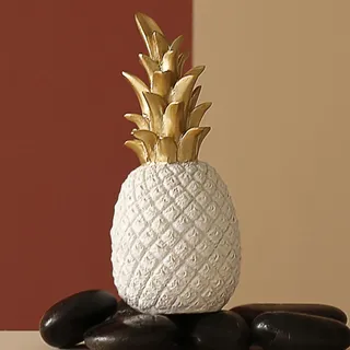 PIGPIGFLY Ananas-Ornamente,Moderne Wohnzimmer Ornamente, Deko Figuren,Deko Wohnzimmer, Home Store Dekoration, Bürodekorationen,Polyresin, Geschenk 20cm(Weiss)