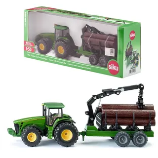 Siku 1954 - Traktor mit Forstanhänger grün 1:50
