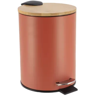 Tendance – 3-Liter-Metalleimer mit Soft-Close-Funktion – Terrakotta/Bambus – Badezimmer – Mülleimer und WC-Bürsten