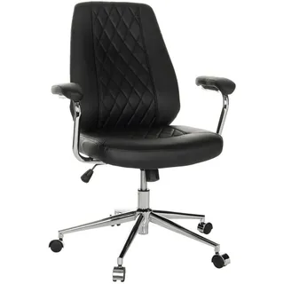 Mid.you Drehstuhl , Schwarz , Metall, Leder , Lederlook,Lederlook , Drehkreuz , 68x96-103x68 cm , ergonomische Rückenlehne , Büromöbel, Bürostühle, Drehstühle