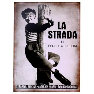 KUSTOM ART Poster Serie Poster, Filme, Feiern Die Straße Federico Fellini Anthony Quinn Giulietta Masina, Druck im Vintage-Stil auf beschichtetem Papier, 40 x 30 cm.