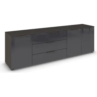 Rauch Kombikommode 200 x 61 x 42 cm Grau / Glas Basalt