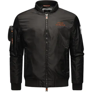 Stone Harbour Bomberjacke "Bomberjacke Berkoo" ohne Kapuze Coole Herren Pilotenjacke mit praktischer Ärmeltasche, schwarz