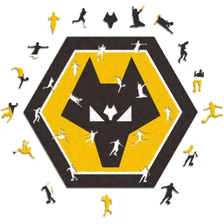 Iconic Puzzles, Wölfe FC Wappen, 100% ökologisch nachhaltiges Holzpuzzle mit offizieller Lizenz, Größe L, 500 Teile, Puzzle für Kinder und Erwachsene