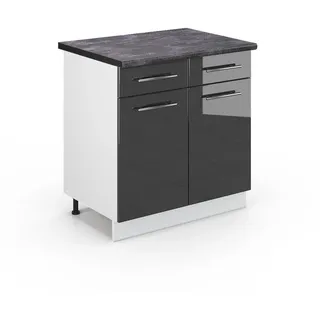 Vicco Schubladenschrank Fame-Line 80 x 82 x 60 cm Anthrazit Hochglanz