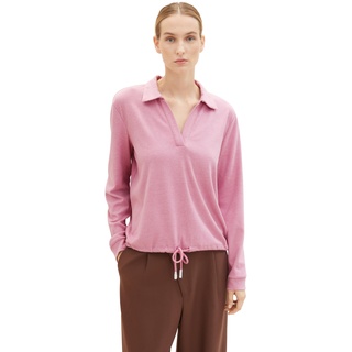 TOM TAILOR Damen Basic Sweatshirt mit Polo-Kragen, dusty vanda melange, M