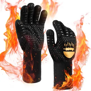 Grillhandschuhe hitzebeständig Grillhandschuh 800°C Feuerfeste Handschuhe, Ofenhandschuhe Topfhandschuhe, Backhandschuhe für Küche & Grill BBQ - Ankway