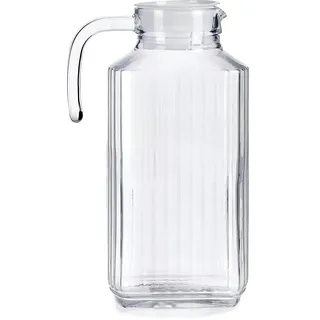 MGE - Wasserkrug mit Deckel 1.8 liter - Saftkrug - Karaffe mit Ausgießer - Glaskaraffe - Wasserkaraffe - Sprudelwasser - Glas Krug mit Kristallgriff für Milch, Rotwein, Kaltes Wasser, Fruchtsaft
